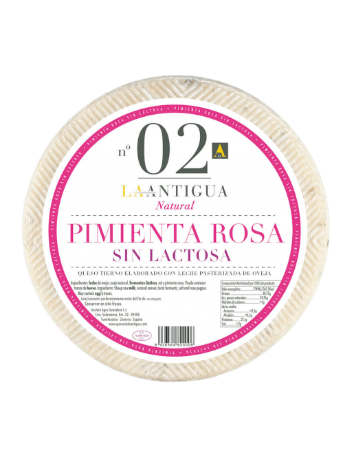 La Antigua Queso de Oveja Tierno Sin Lactosa con Pimienta Rosa